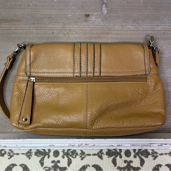 Isaac Mizrahi Leather Shoulder Bag Tan Caramel Brown Fall Purse Y2K Minimalist - Picture 5 of 16